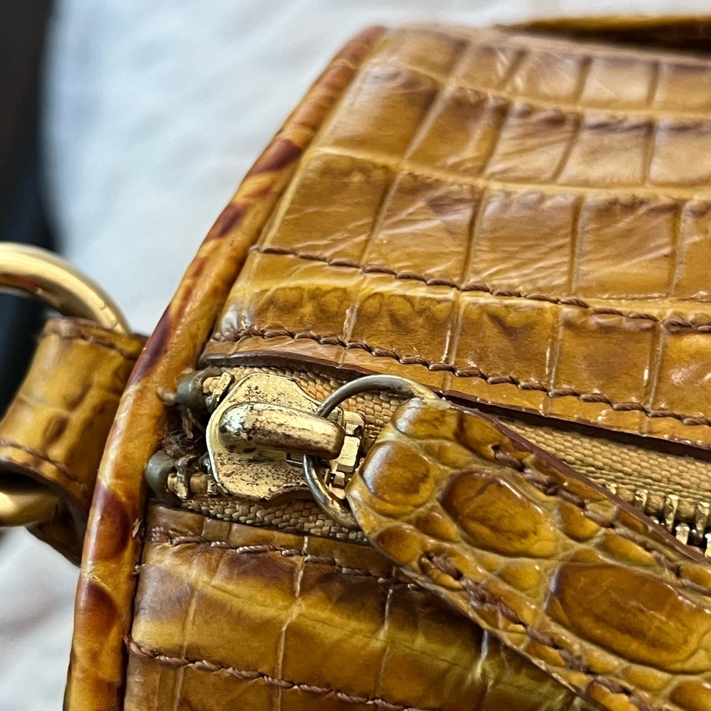 Brahmin Tan Croc-Embossed Satchel with Strap and Pouch - Picture 16 of 16